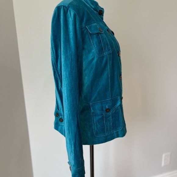 Covington extra large crush velvet teal blue peacock color jacket gorgeous - Picture 10 of 16